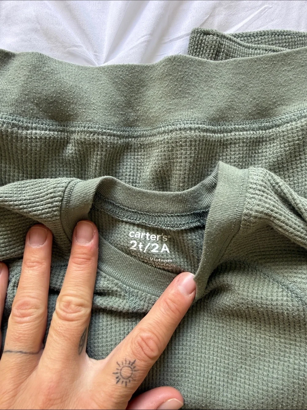 Olive Green Boys Waffle-Knit Joggers + Thermal Set